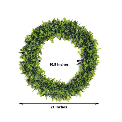 2 Pack Green Artificial Lifelike Boxwood Leaf Spring Wreaths 21"