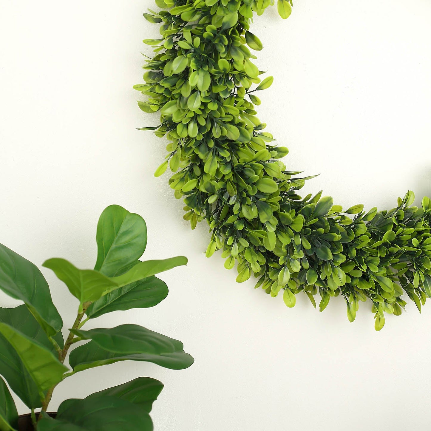 2 Pack Green Artificial Lifelike Boxwood Leaf Spring Wreaths 21"
