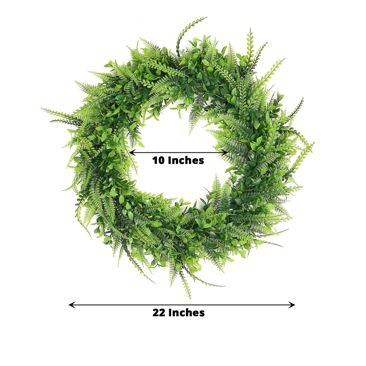 2 Pack Green Artificial Lifelike Boxwood Fern Mix Spring Wreaths 22"