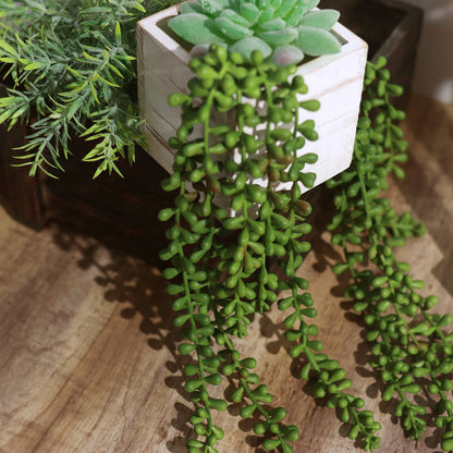 2 Pack Artificial Succulents Hanging Plants, Faux String Of Pearls, Wall Home Garden Decor 23"