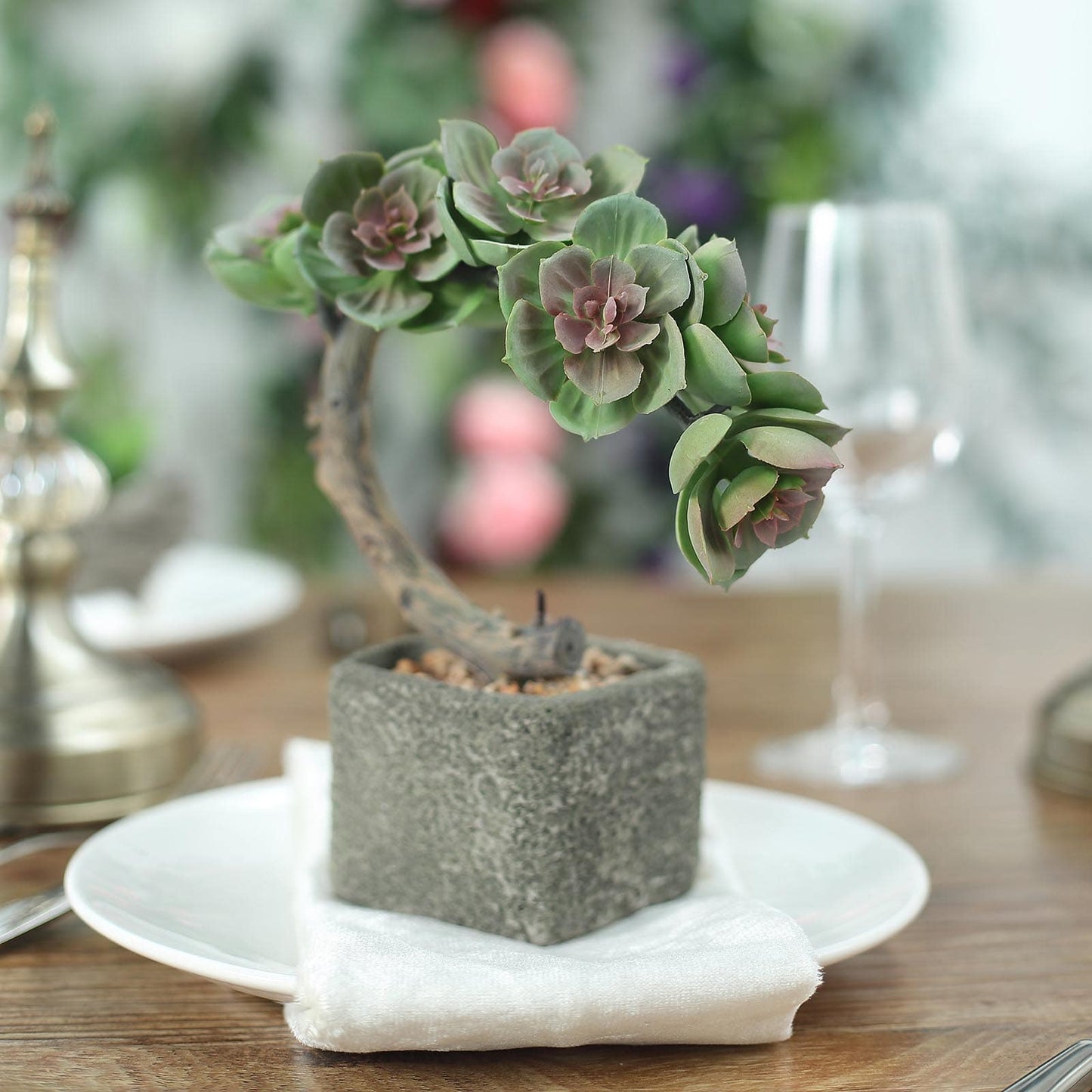 Concrete Planter Pot, Artificial Perle Von Nurnberg Succulent Plant 8"