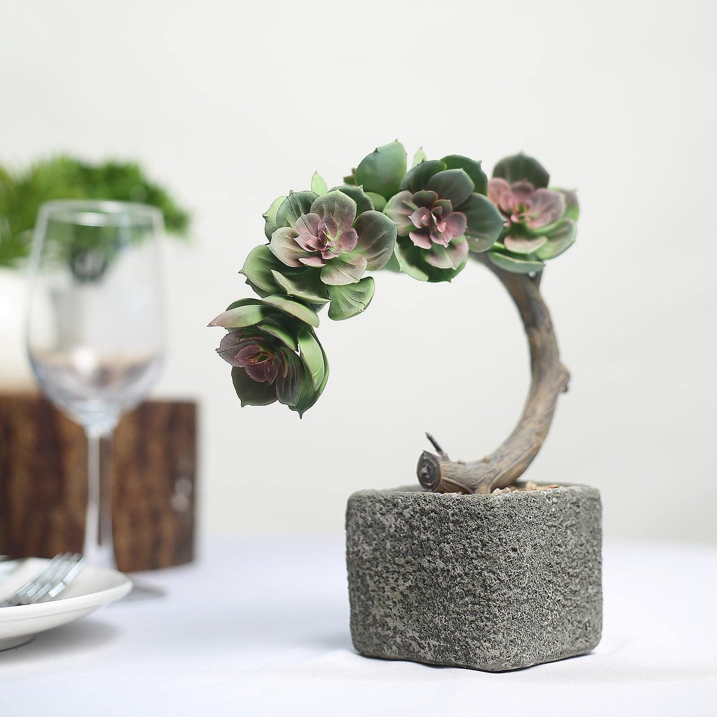 Concrete Planter Pot, Artificial Perle Von Nurnberg Succulent Plant 8"