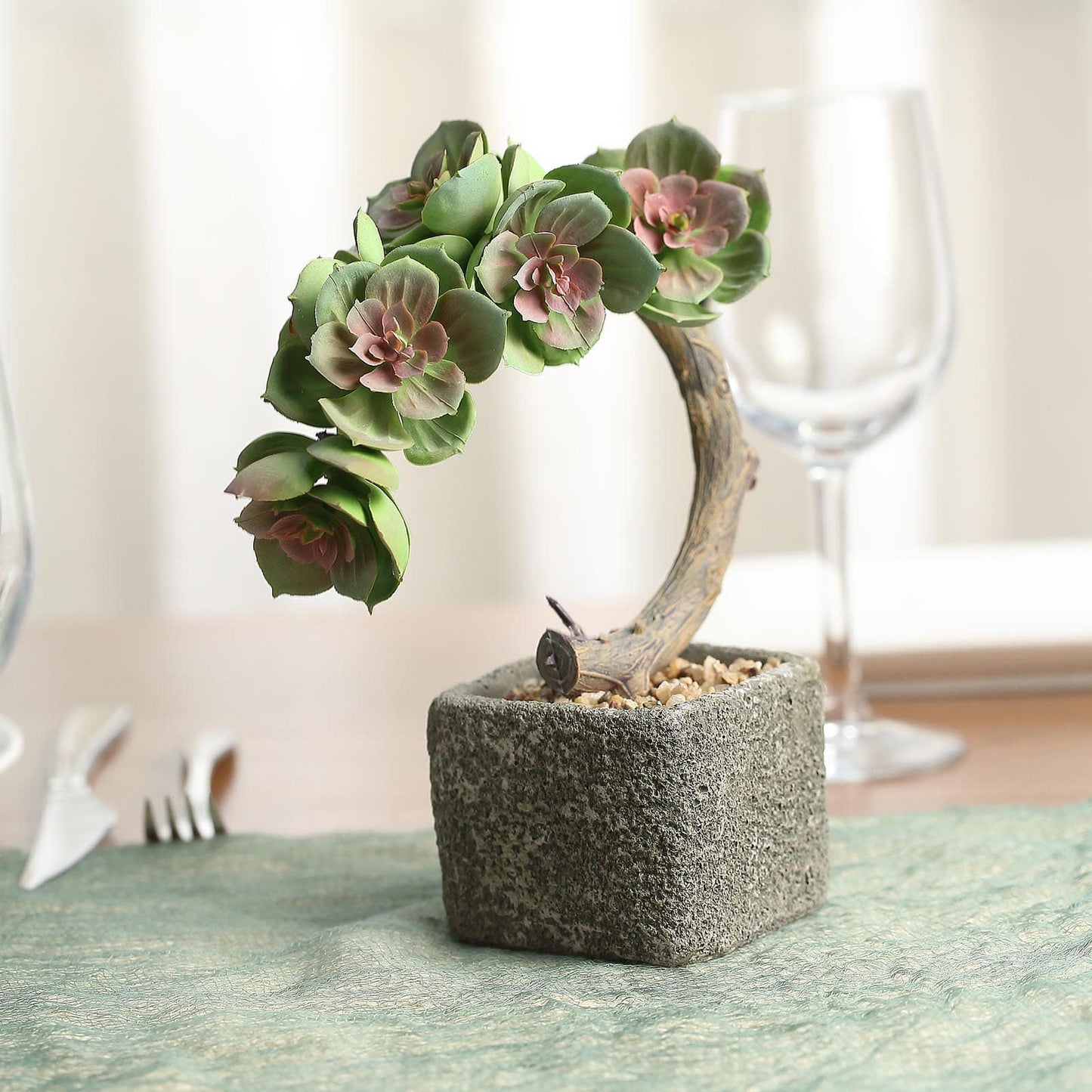Concrete Planter Pot, Artificial Perle Von Nurnberg Succulent Plant 8"