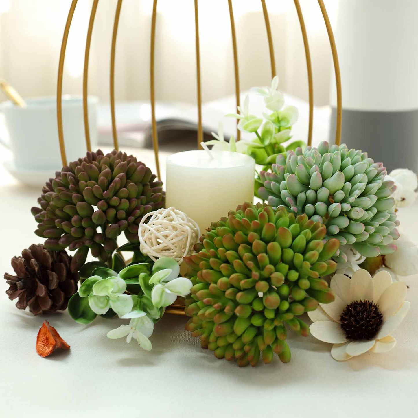 3 Pack Artificial PVC Mini Jelly Bean Decorative Succulent Plants 4"