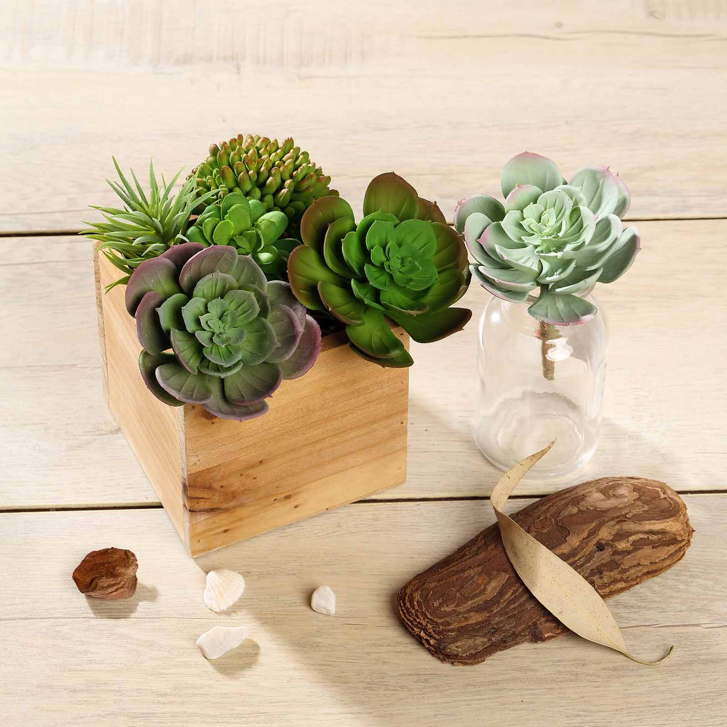 3 Pack Artificial PVC Echeveria Stem Decorative Succulent Plants 6"
