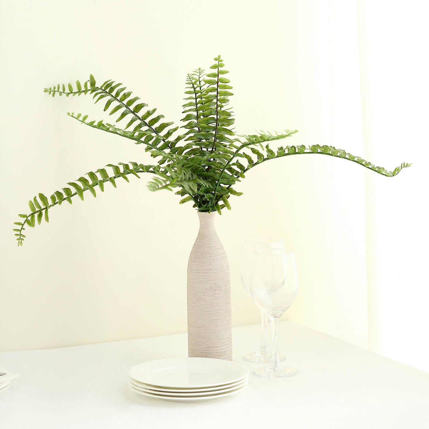 Artificial Boston Fern Green Leaf Plant, Premium Real Touch Indoor Spray 20"
