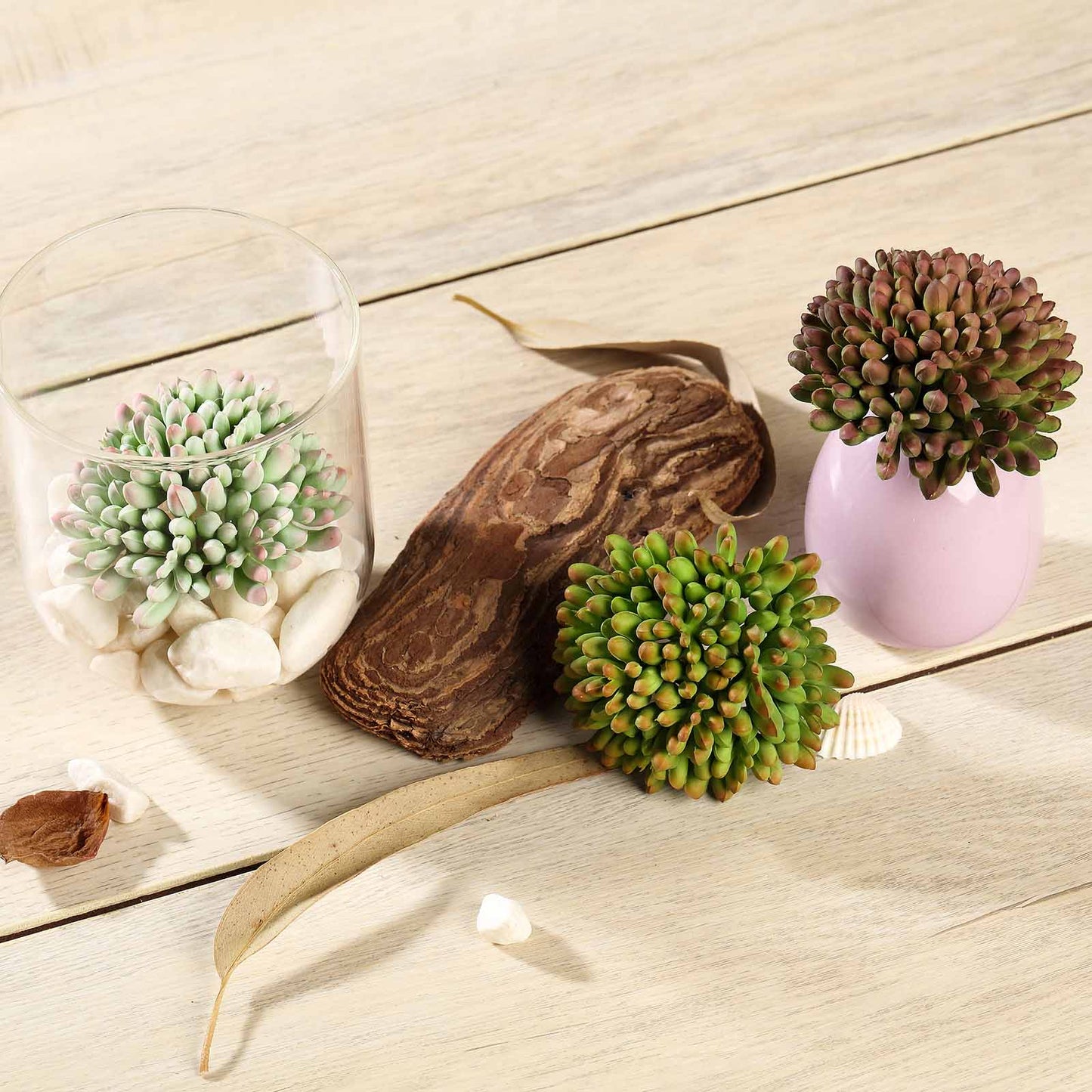 3 Pack Artificial PVC Mini Jelly Bean Decorative Succulent Plants 4"