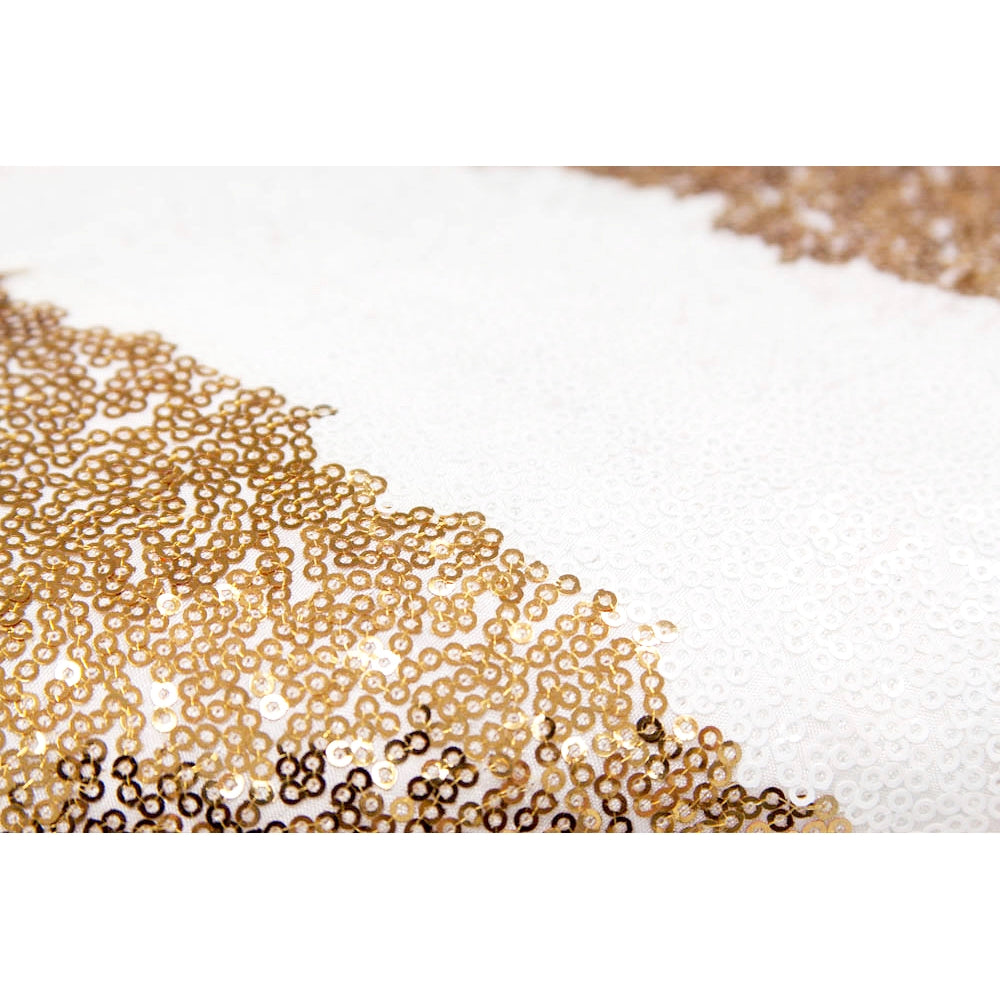 Stripe Glitz Sequin Rectangular Tablecloth 90"x156" - Gold & White