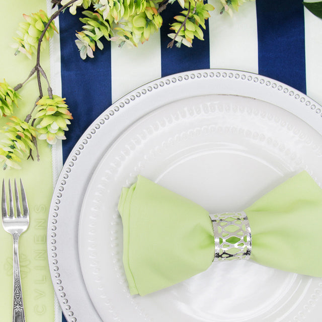 Stripe Satin Table Runner - Navy Blue & White