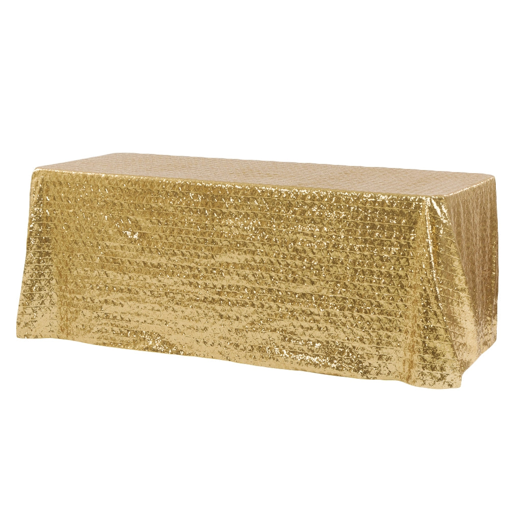 Diamond Glitz Sequin Rectangular Tablecloth 90"x156" - Gold