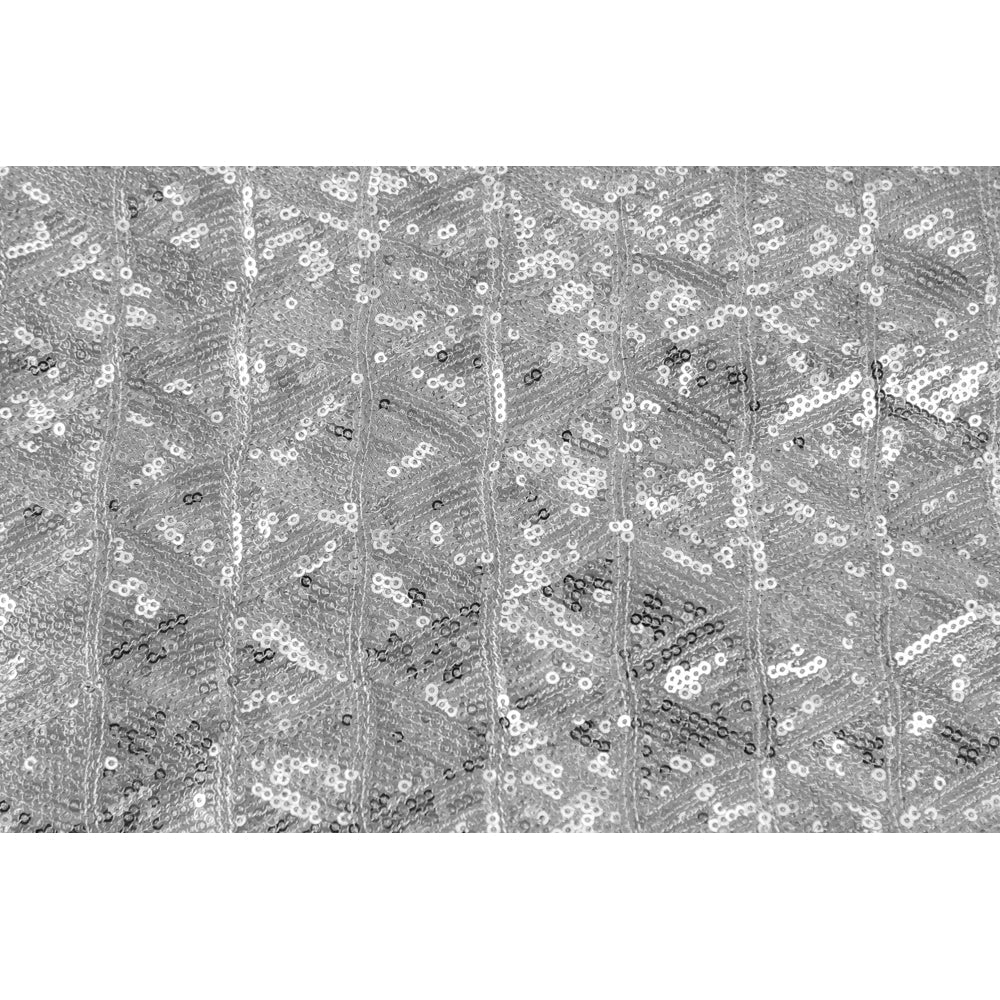 Diamond Glitz Sequins 120" Round Tablecloth - Silver