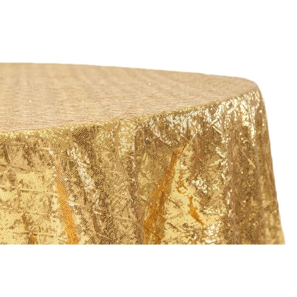 Diamond Glitz Sequins 132" Round Tablecloth - Gold