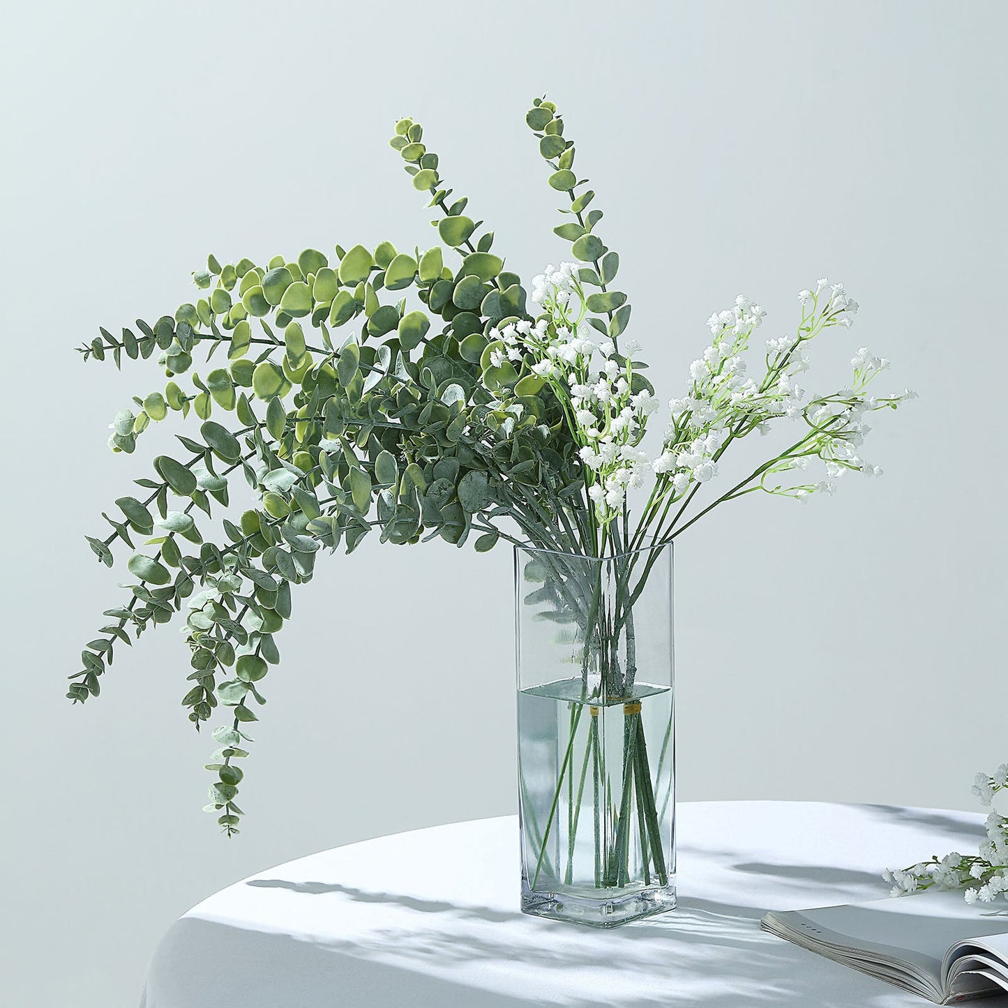 3 Bushes Frosted Green Artificial Eucalyptus Branches Faux Plant 30"
