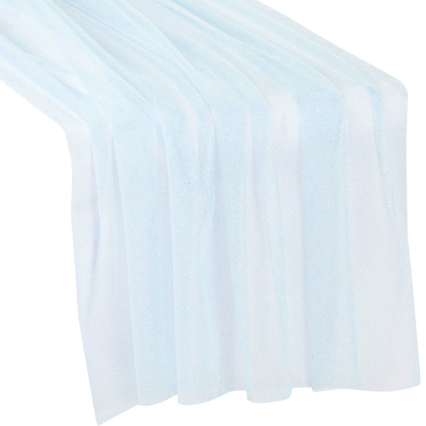 Glitter Tulle Table Runner Extra Long 30" x 16ft - Baby Blue