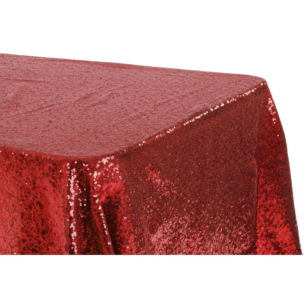 Glitz Sequin 90"x156" Rectangular Tablecloth - Apple Red