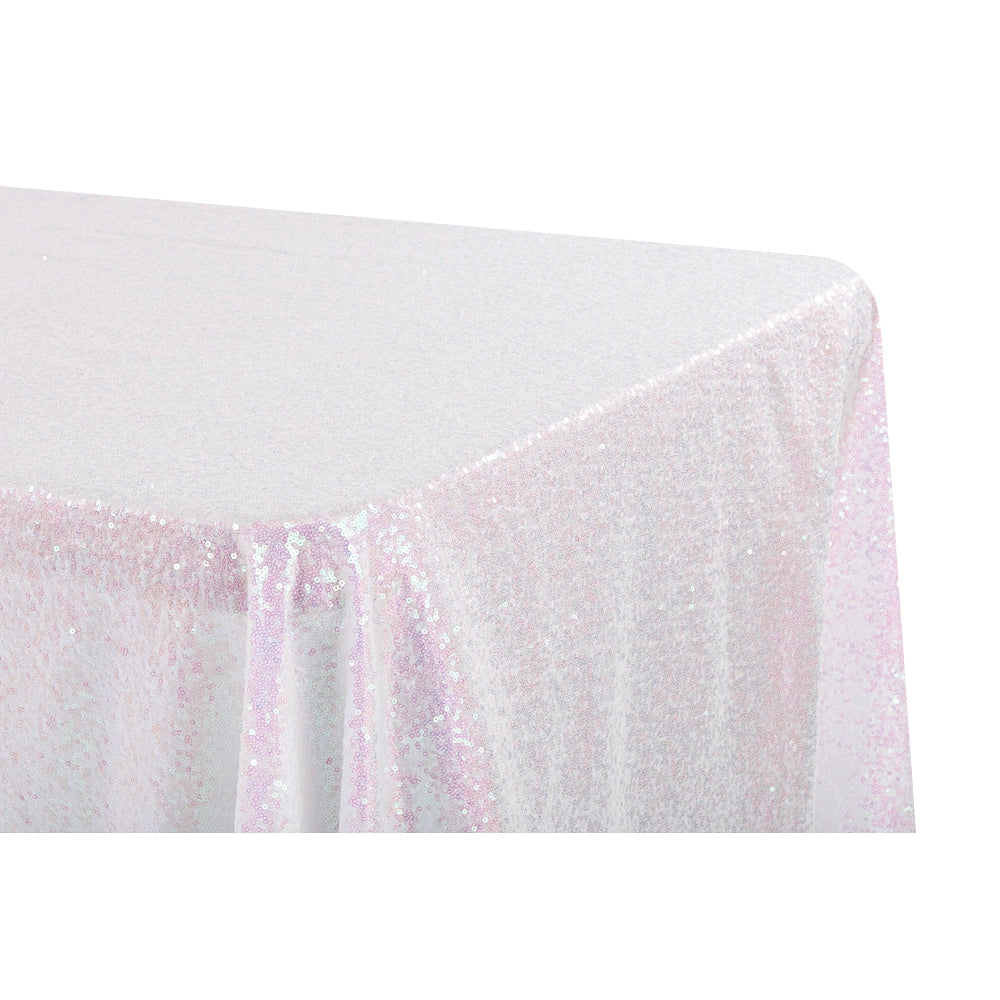 Glitz Sequin 90"x132" Rectangular Tablecloth - Iridescent White