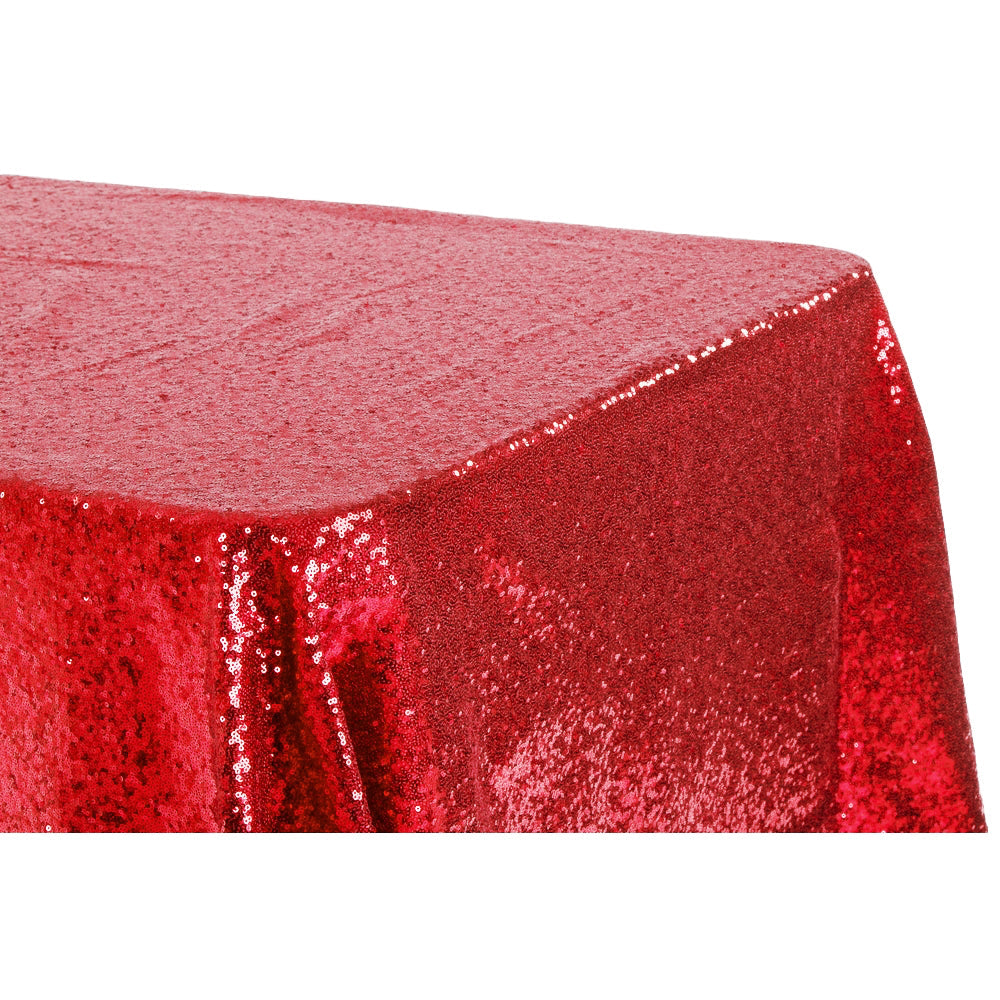Glitz Sequin 90"x156" Rectangular Tablecloth - Red
