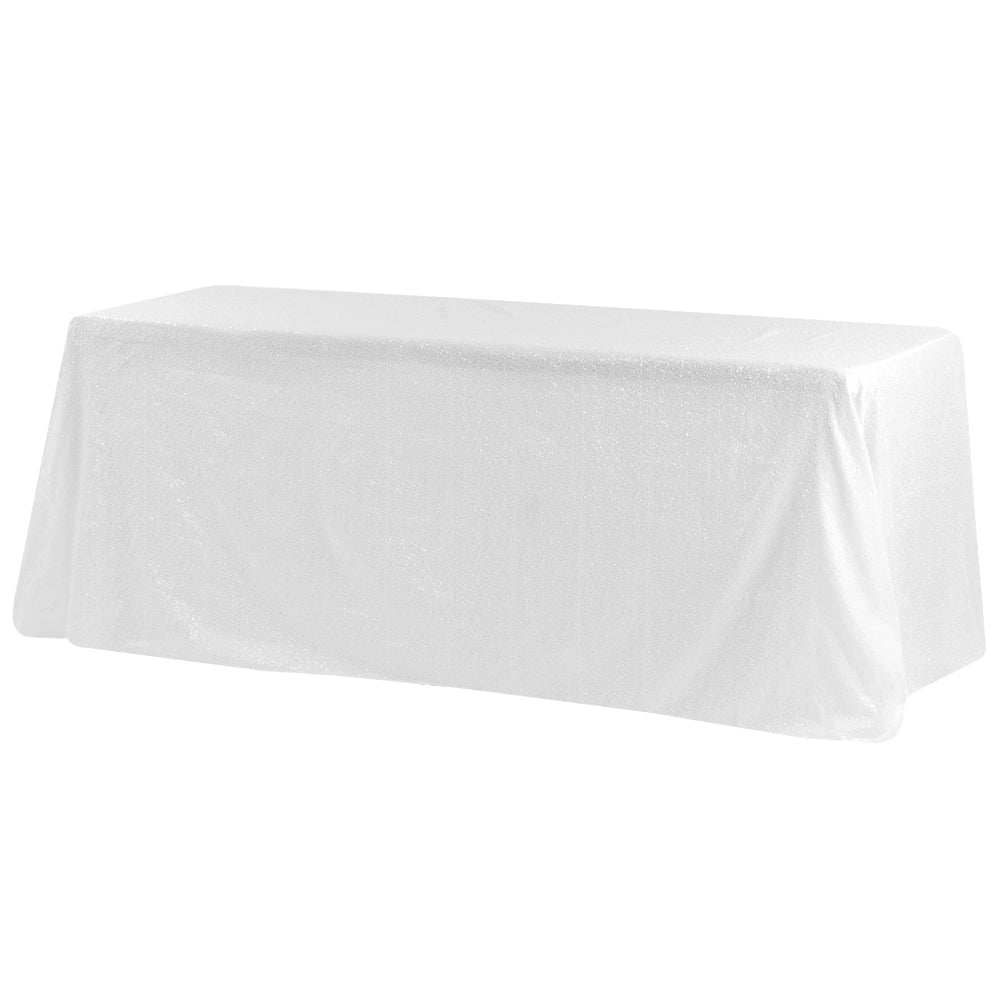 Glitz Sequin 90"x132" Rectangular Tablecloth - White