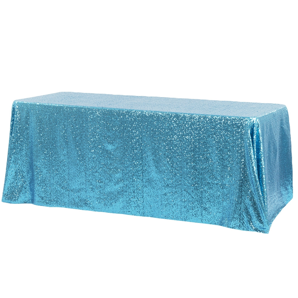 Glitz Sequin 90"x156" Rectangular Tablecloth - Aqua Blue