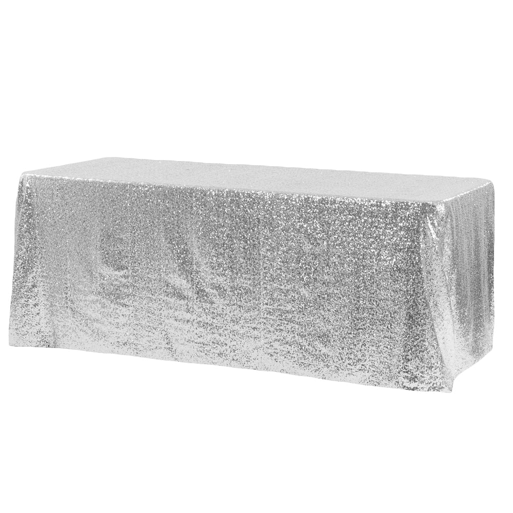 Glitz Sequin 90"x132" Rectangular Tablecloth - Silver