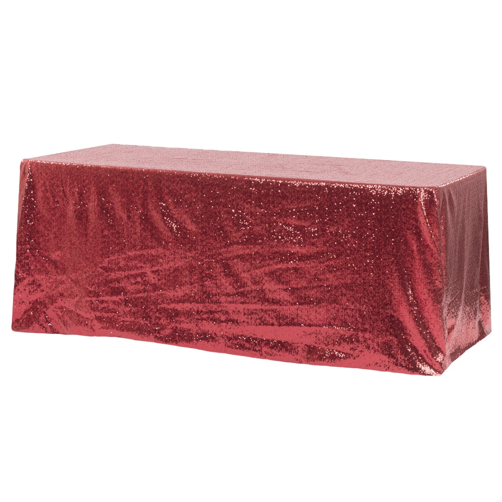 Glitz Sequin 90"x156" Rectangular Tablecloth - Burgundy