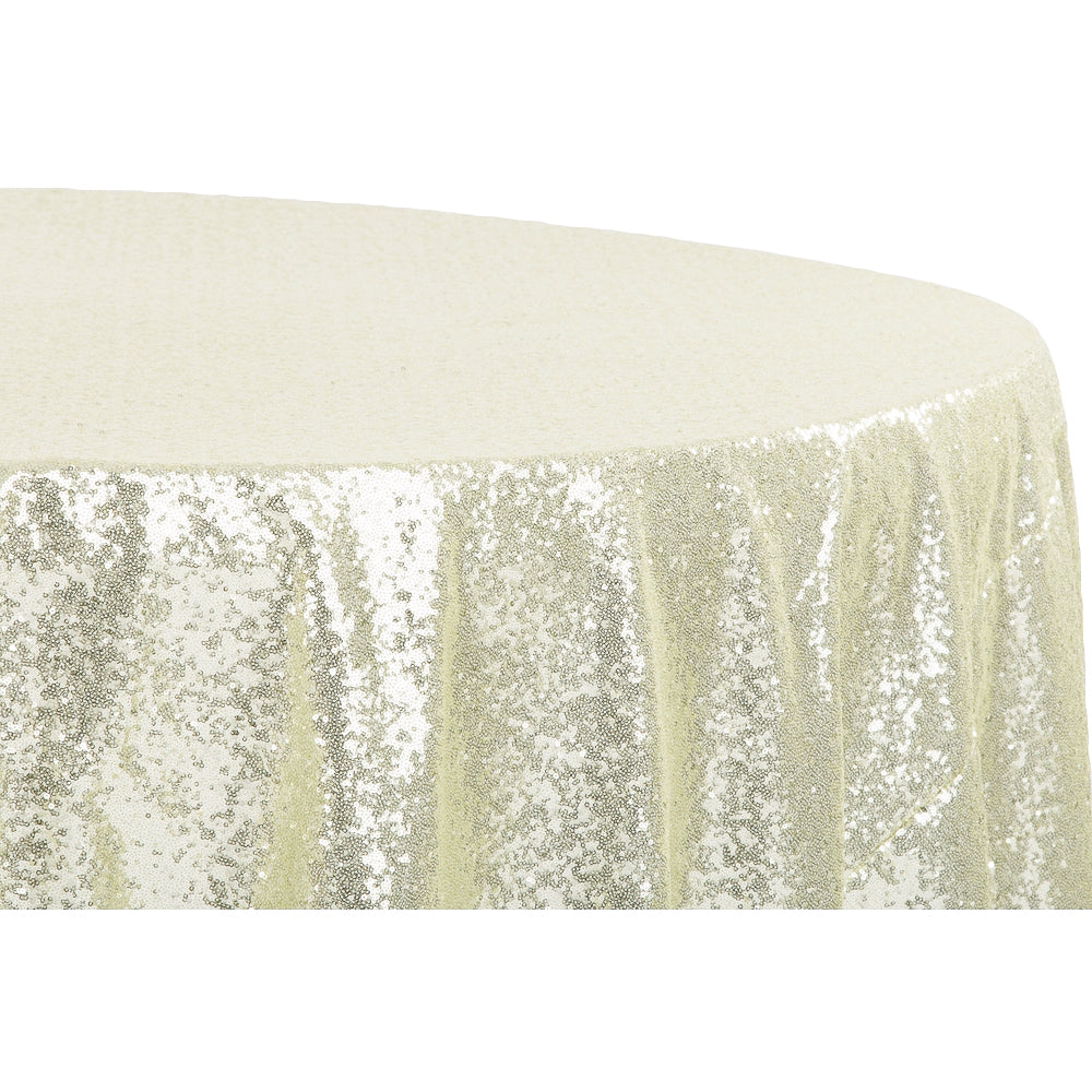 Glitz Sequins 132" Round Tablecloth - Ivory