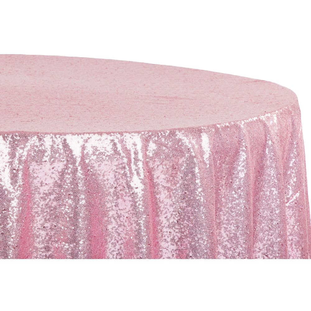 Glitz Sequins 132" Round Tablecloth - Pink