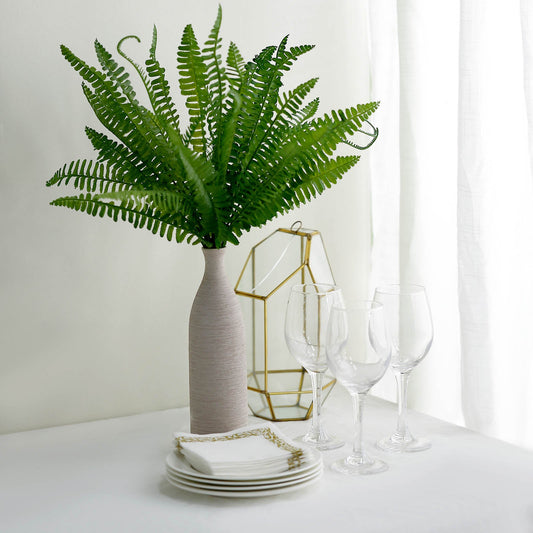 2 Stems Green Artificial Boston Fern Leaf Plant Indoor Faux Spray 18"