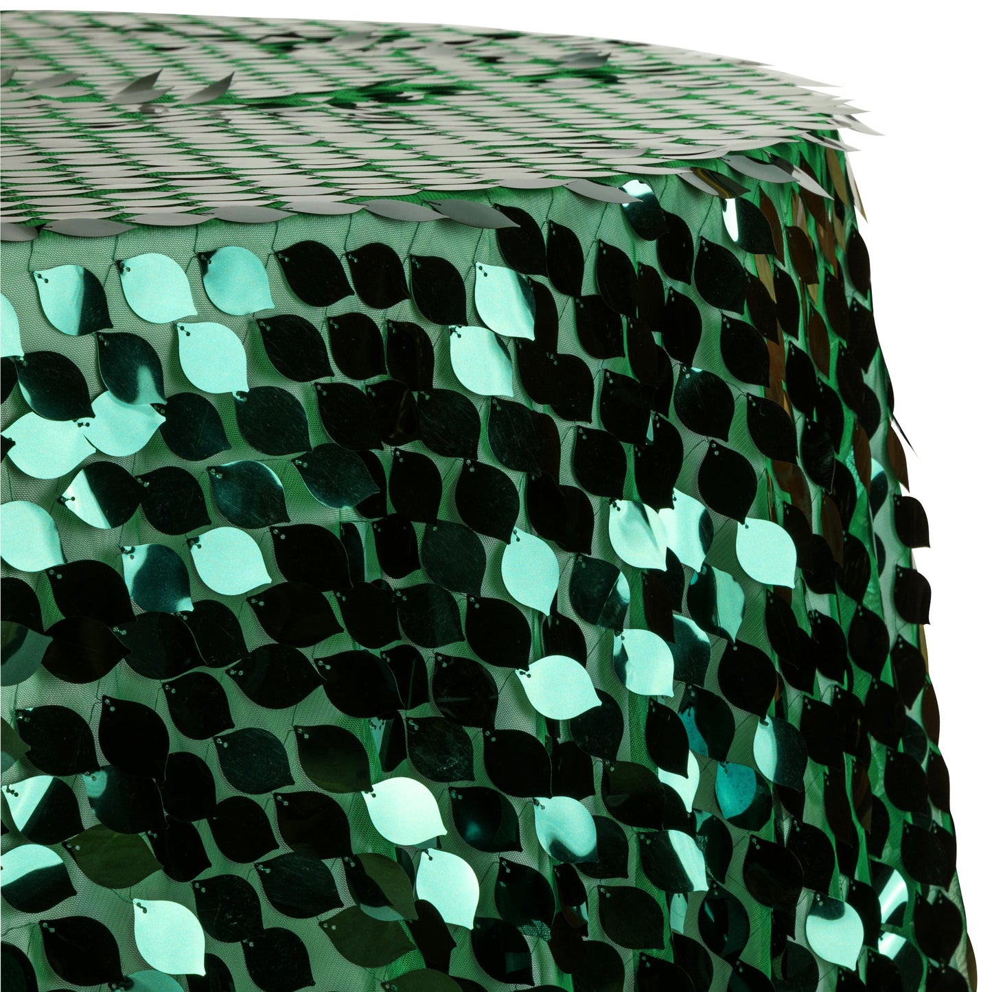 Leaf Payette Sequin Round 120" Tablecloth - Emerald Green