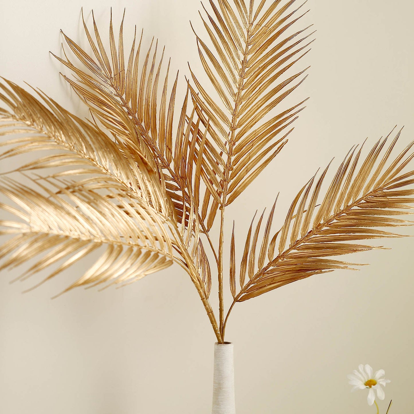 2 Stems Metallic Gold Artificial Palm Leaf Branch Vase Filler 32"