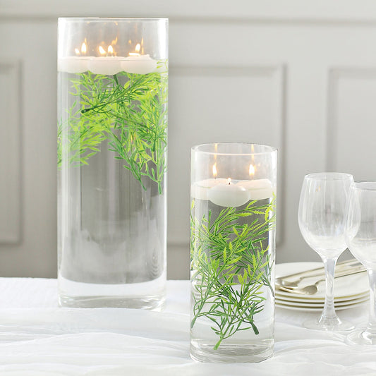 25 Pack Mini Green Artificial Fern Leaf Branch Stems, Flower Vase Filler For Floating Candle Centerpieces 6"