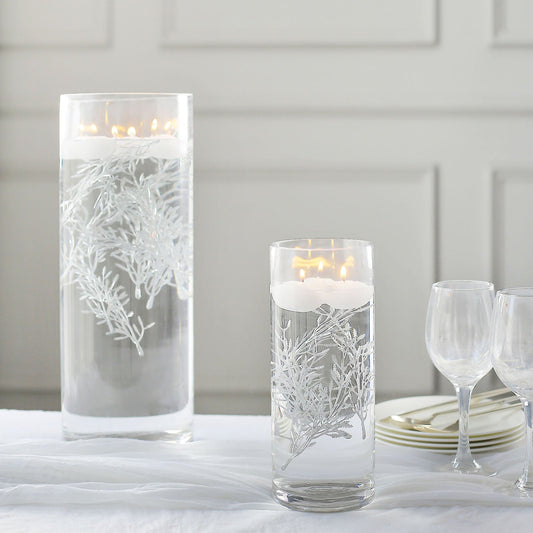 25 Pack Mini Metallic Silver Artificial Fern Leaf Branch Stems, Flower Vase Filler For Floating Candle Centerpieces 6"