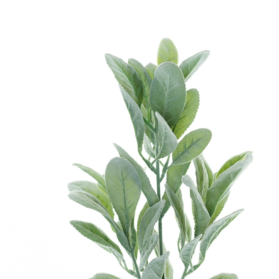 2 Stems Frosted Green Artificial Lambs Ear Leaf Indoor Plant 24" Tall