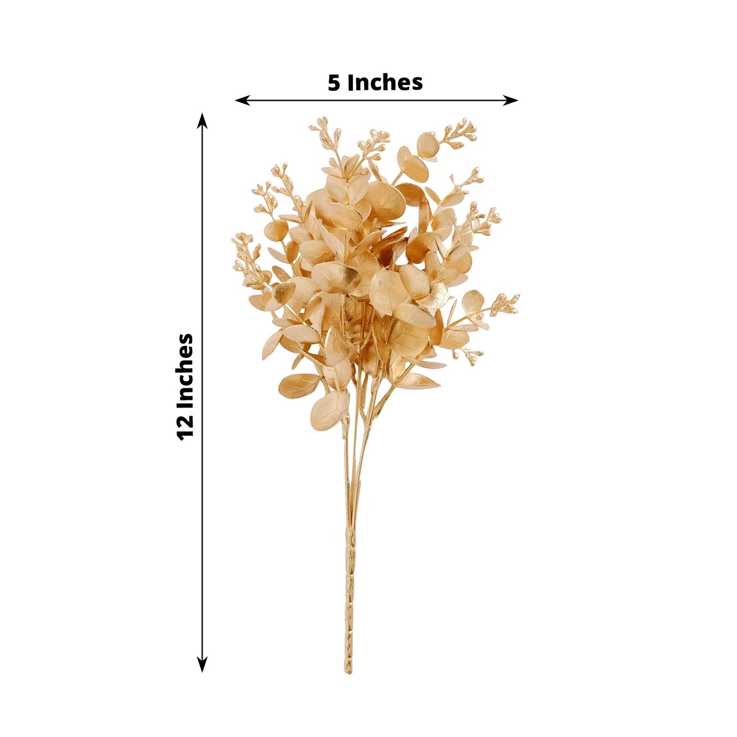 4 Pack Metallic Gold Artificial Eucalyptus Leaves Bushes, Faux Spray Plant Vase Fillers Floral Decor - 12"
