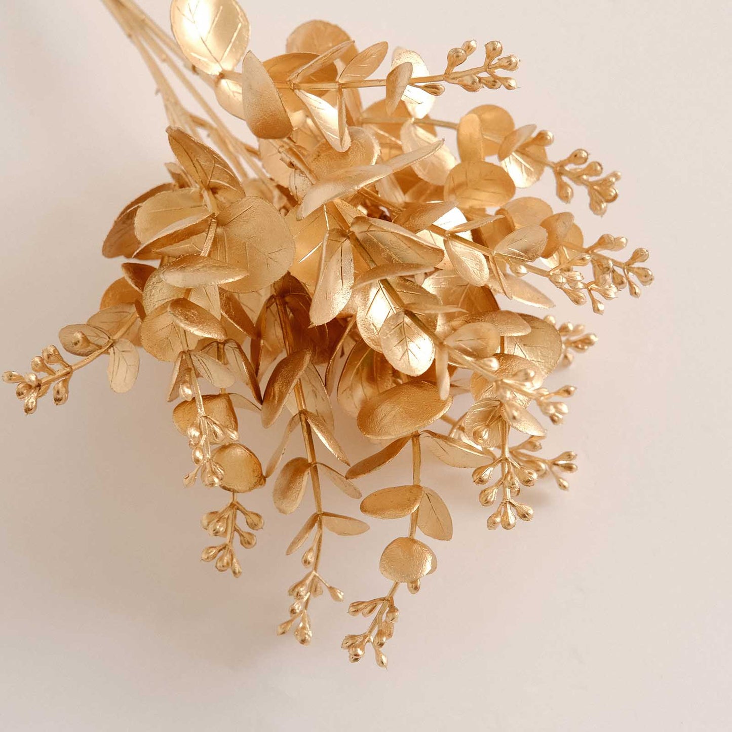 4 Pack Metallic Gold Artificial Eucalyptus Leaves Bushes, Faux Spray Plant Vase Fillers Floral Decor - 12"