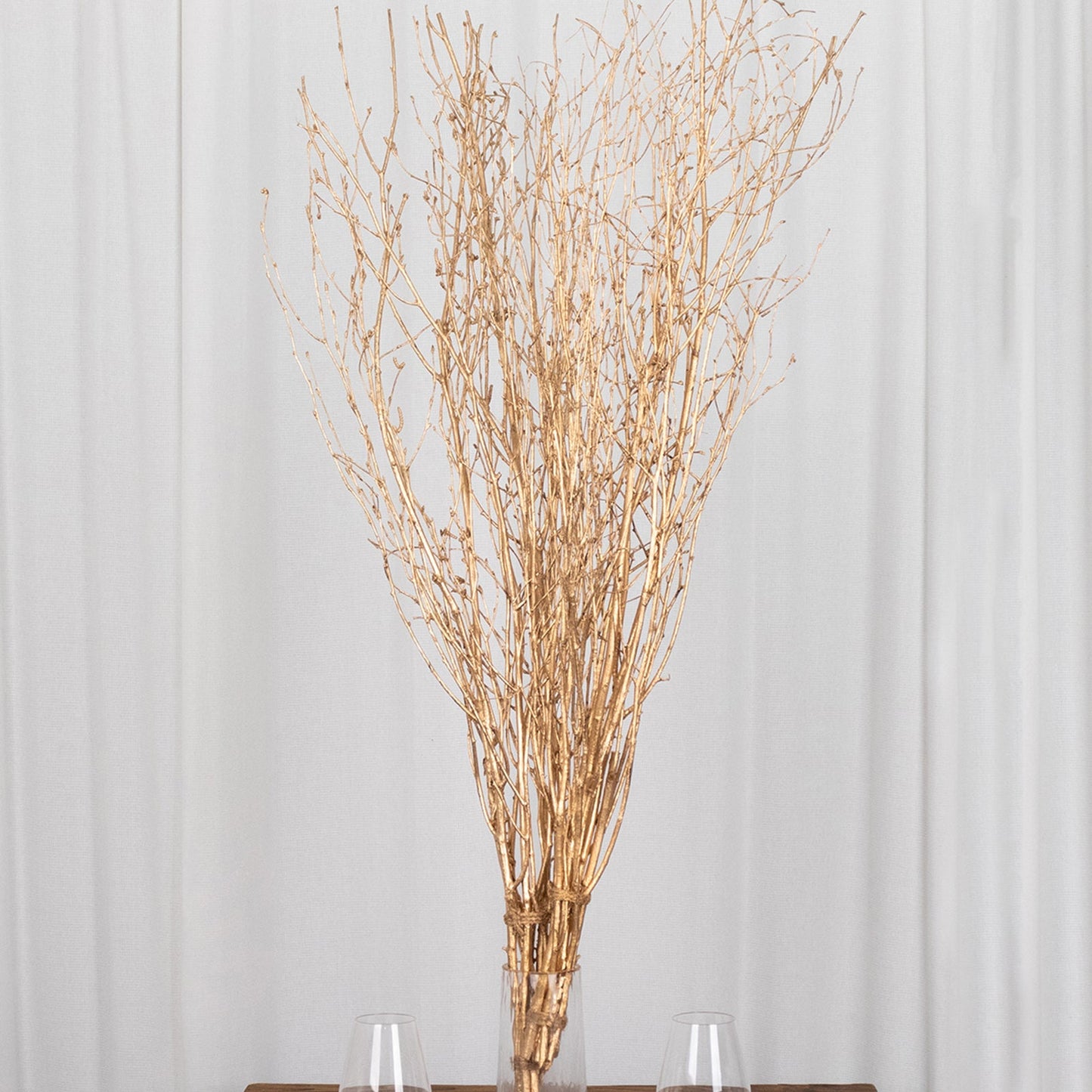 6 Pack Metallic Gold Decorative Birch Tree Branches, Extra Long Natural Dried Willow Twigs Sticks Vase Fillers - 46"
