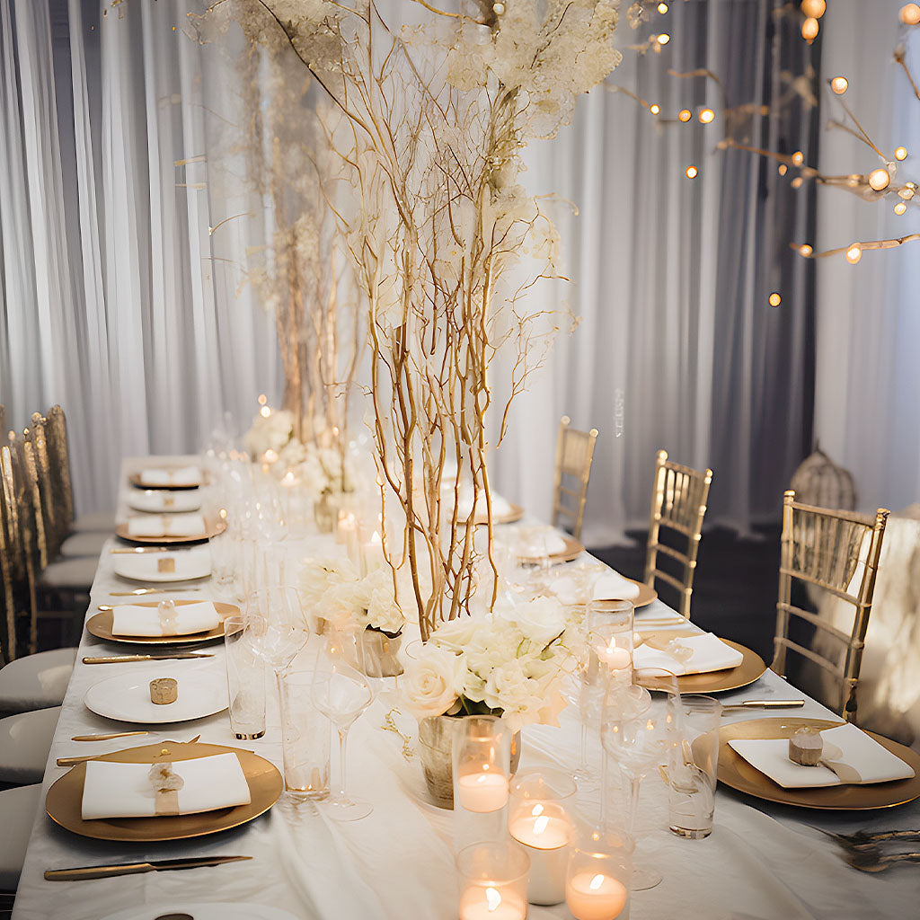 6 Pack Metallic Gold Decorative Birch Tree Branches, Extra Long Natural Dried Willow Twigs Sticks Vase Fillers - 46"
