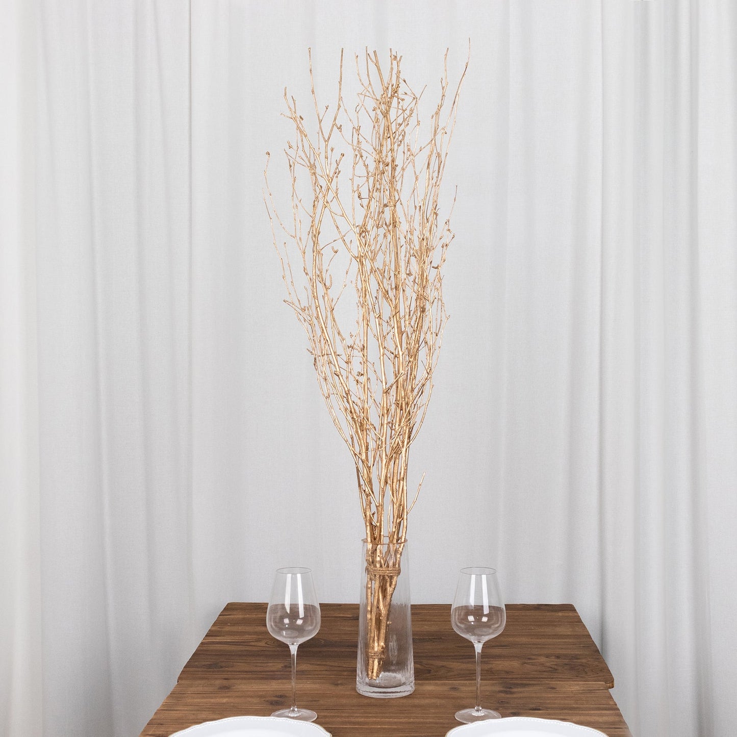 6 Pack Metallic Gold Decorative Birch Tree Branches, Extra Long Natural Dried Willow Twigs Sticks Vase Fillers - 46"