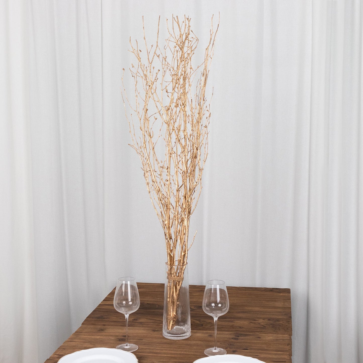6 Pack Metallic Gold Decorative Birch Tree Branches, Extra Long Natural Dried Willow Twigs Sticks Vase Fillers - 46"
