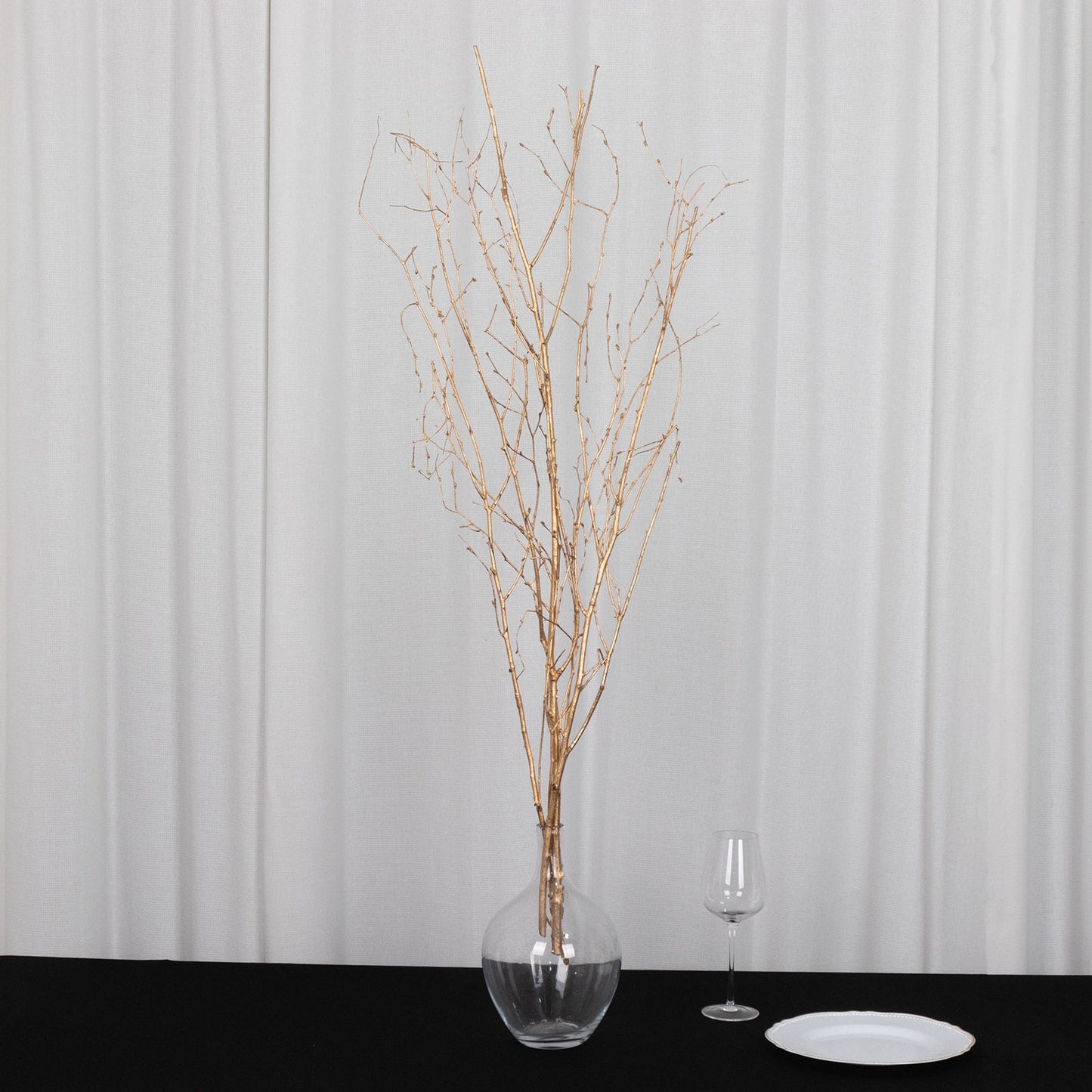 6 Pack Metallic Gold Decorative Birch Tree Branches, Extra Long Natural Dried Willow Twigs Sticks Vase Fillers - 46"