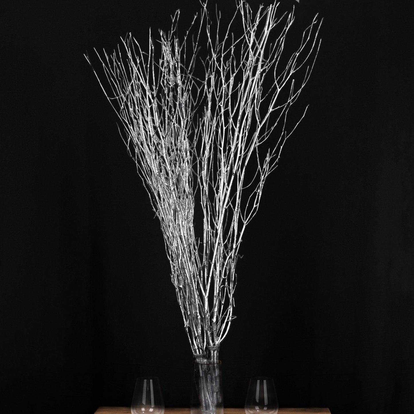 6 Pack Metallic Silver Decorative Birch Tree Branches, Extra Long Natural Dried Willow Twigs Sticks Vase Fillers - 46"