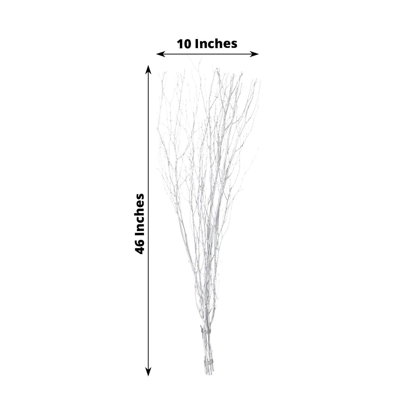 6 Pack Metallic Silver Decorative Birch Tree Branches, Extra Long Natural Dried Willow Twigs Sticks Vase Fillers - 46"