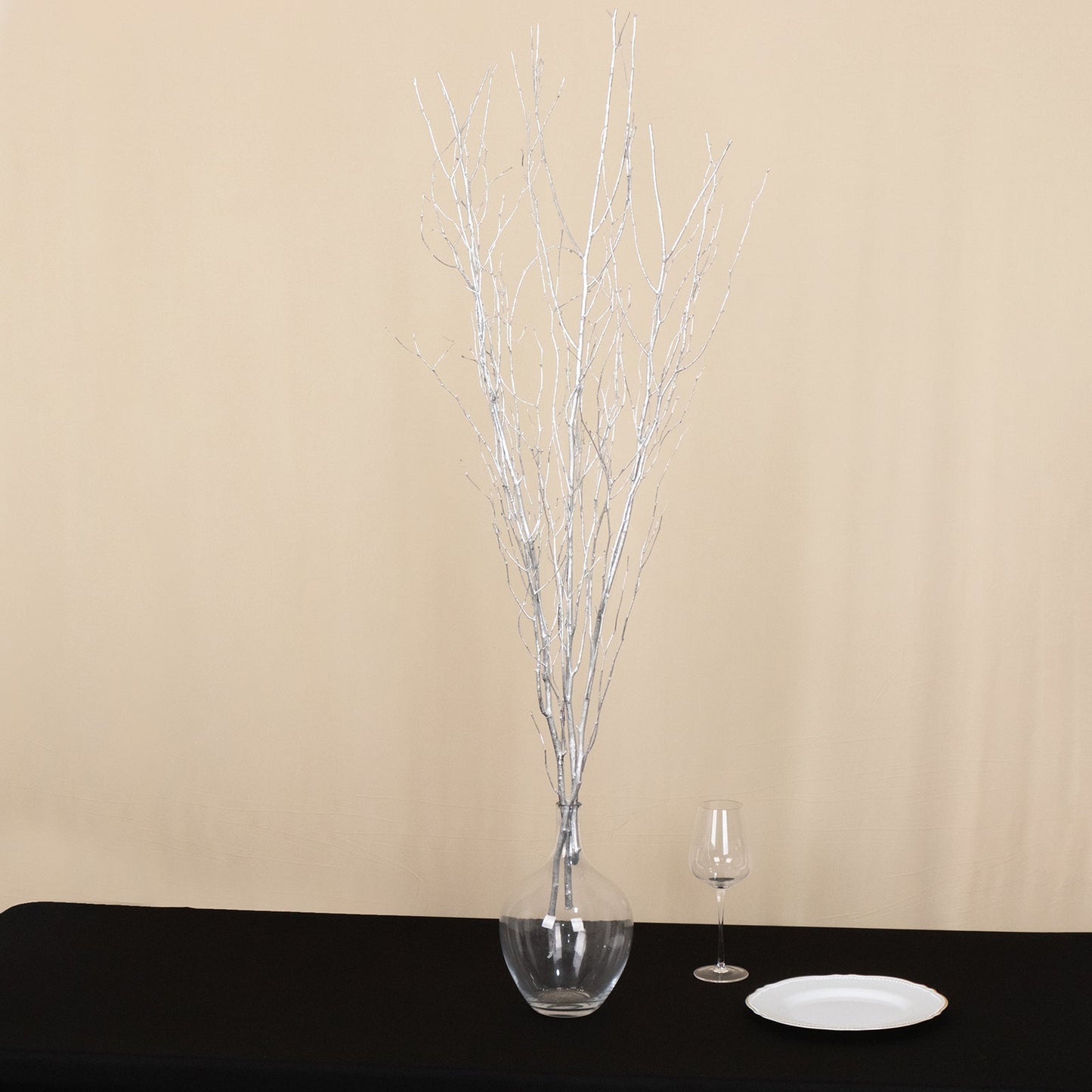 6 Pack Metallic Silver Decorative Birch Tree Branches, Extra Long Natural Dried Willow Twigs Sticks Vase Fillers - 46"