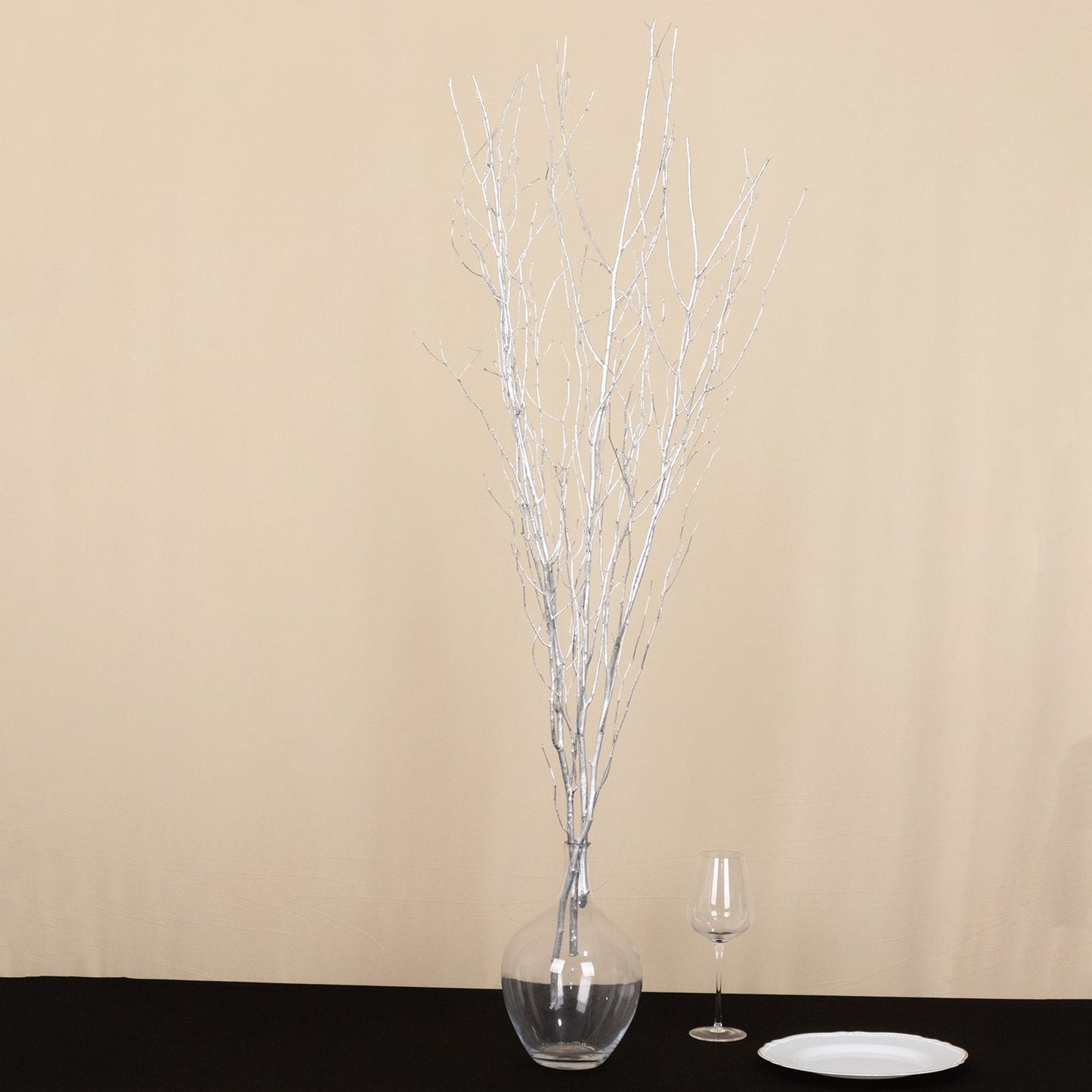 6 Pack Metallic Silver Decorative Birch Tree Branches, Extra Long Natural Dried Willow Twigs Sticks Vase Fillers - 46"