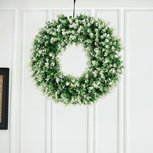 2 Pack White Tip Artificial Lifelike Genlisea Leaf Spring Wreath 21"