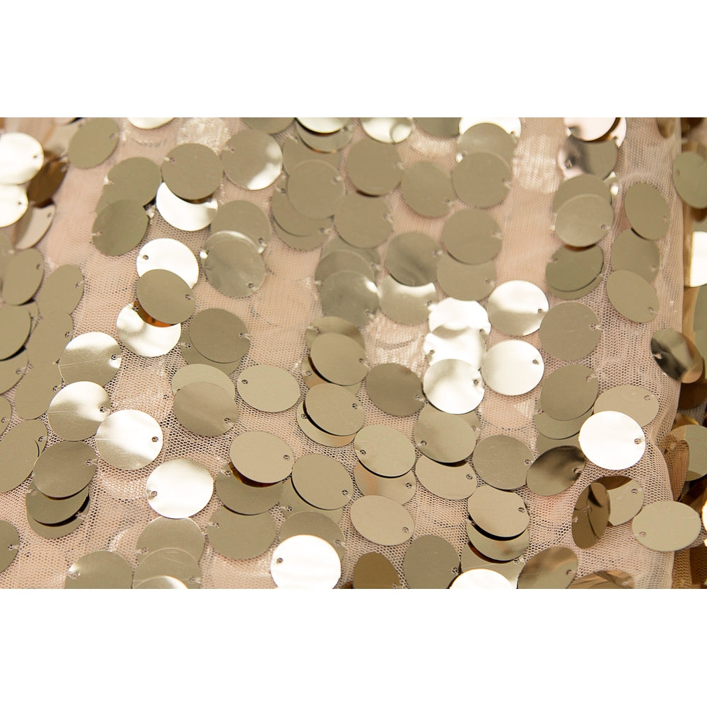 Large Payette Sequin 132" Round Tablecloth - Champagne