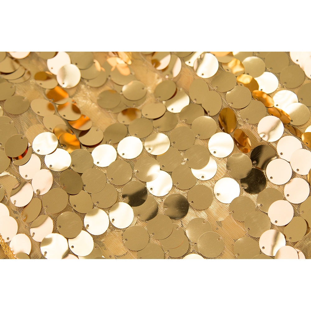 Large Payette Sequin 132" Round Tablecloth - Gold