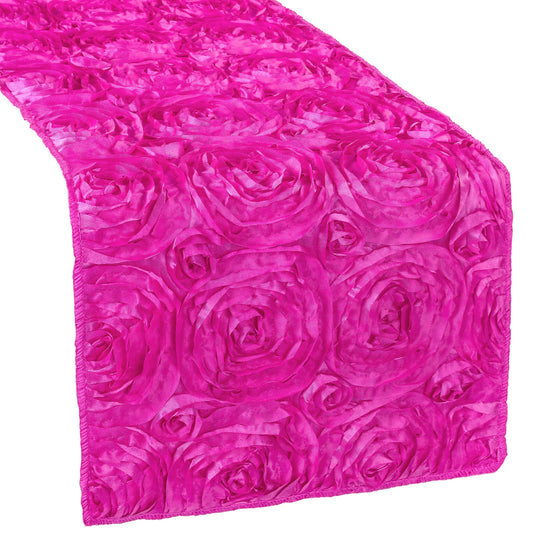 Wedding Rosette SATIN Table Runner - Fuchsia