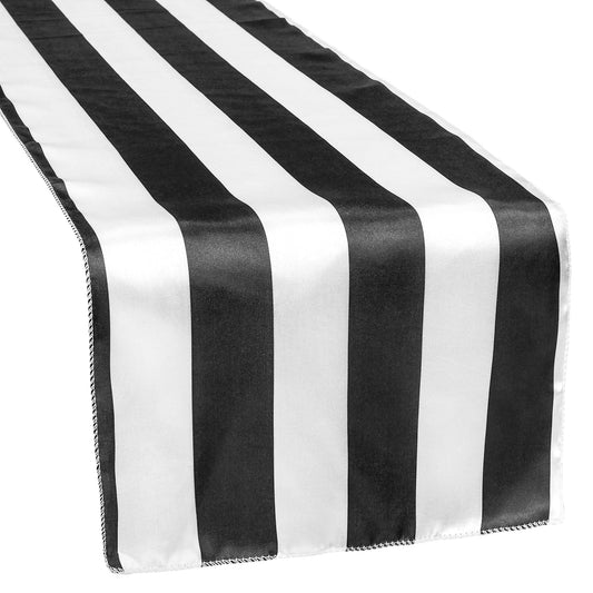 Stripe Satin Table Runner - Black & White