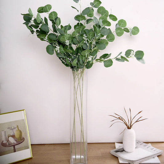 2 Bushes Green Artificial Eucalyptus Branches, Faux Plants 40" Tall